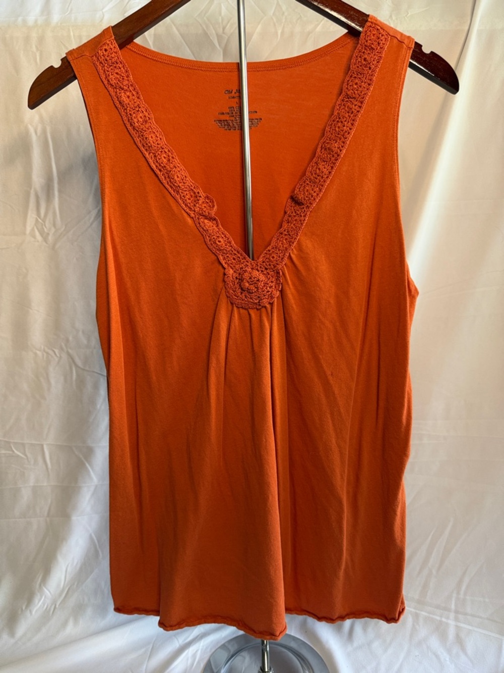 Maternity - Sleeveless Crochet-Trim V-Neck Tank Top